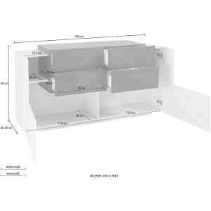 Madia 2 ante 4 cassetti per Soggiorno Moderna 160×40/45x86cm – ZENITH