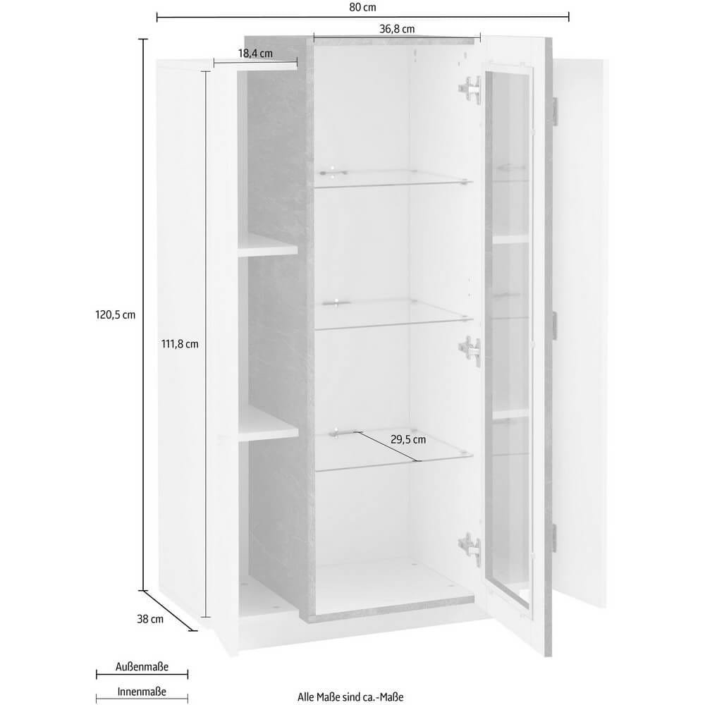 Vetrina Moderna per Soggiorno E Sala Da Pranzo 80x38x120,5cm – CELESTIA