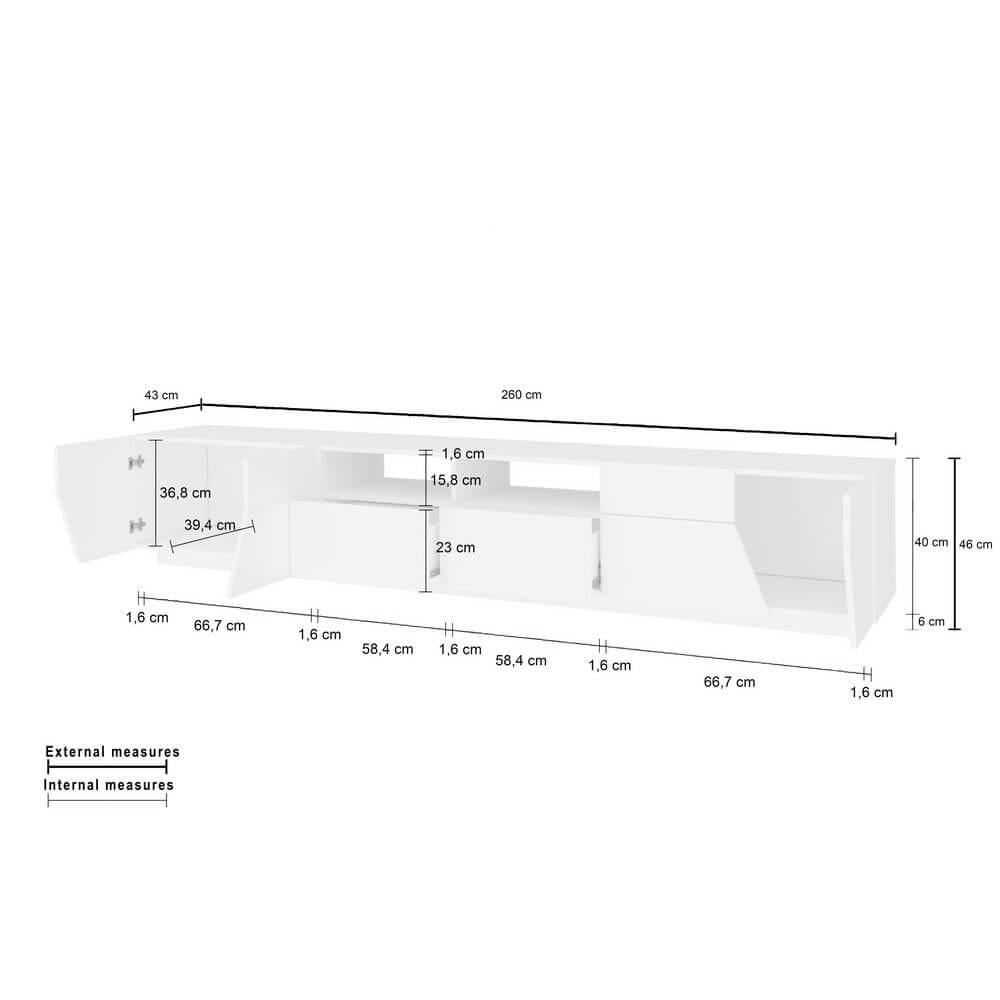Mobile Porta Tv Moderno 260x43x46cm – NEBULA