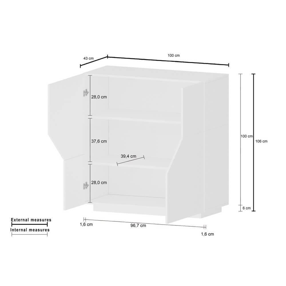 Credenza Soggiorno Moderna 100x43x106cm – NEBULA