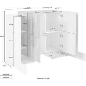 Madia 6 ante per Soggiorno Moderna 130×35/45x100cm – APEX