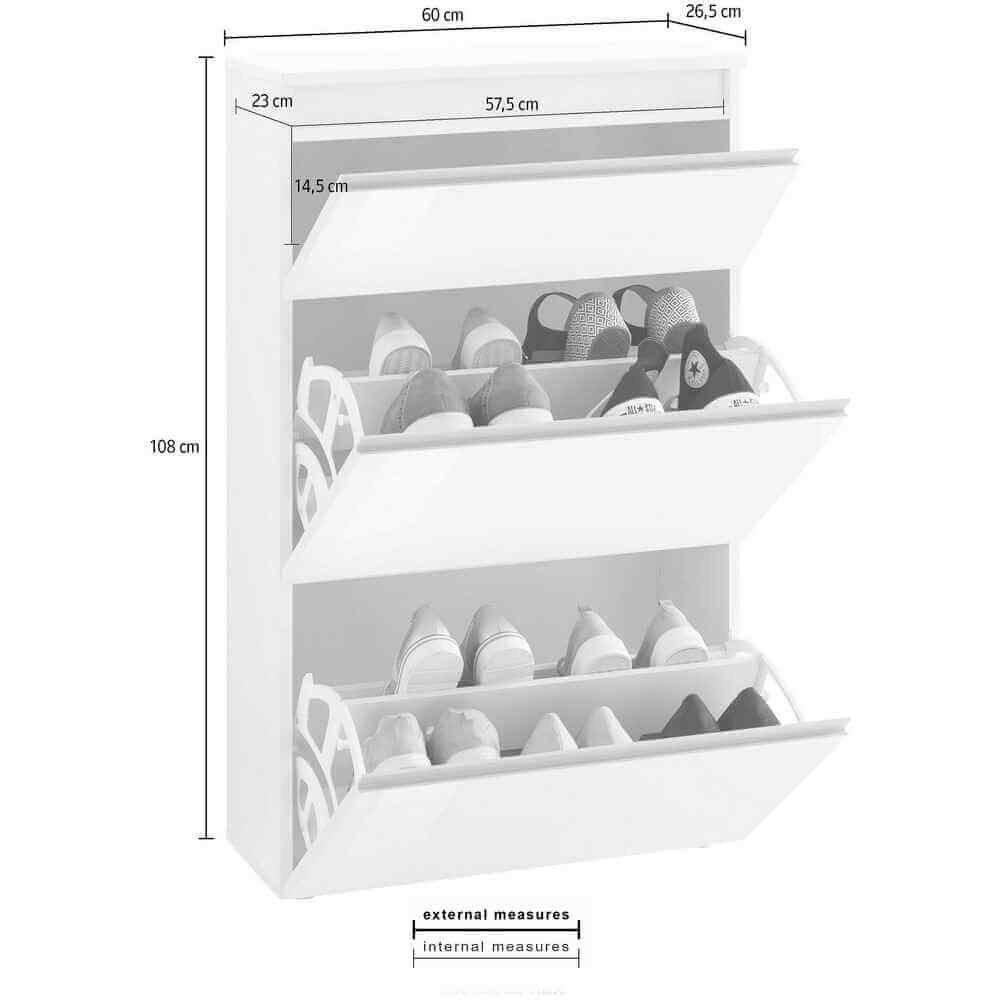 Scarpiera Moderna 3 Ante 60×26,5x108cm – SATURNO