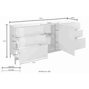 Madia 1 anta 6 cassetti per Soggiorno Moderna 170x40x47,7cm – NEXUS
