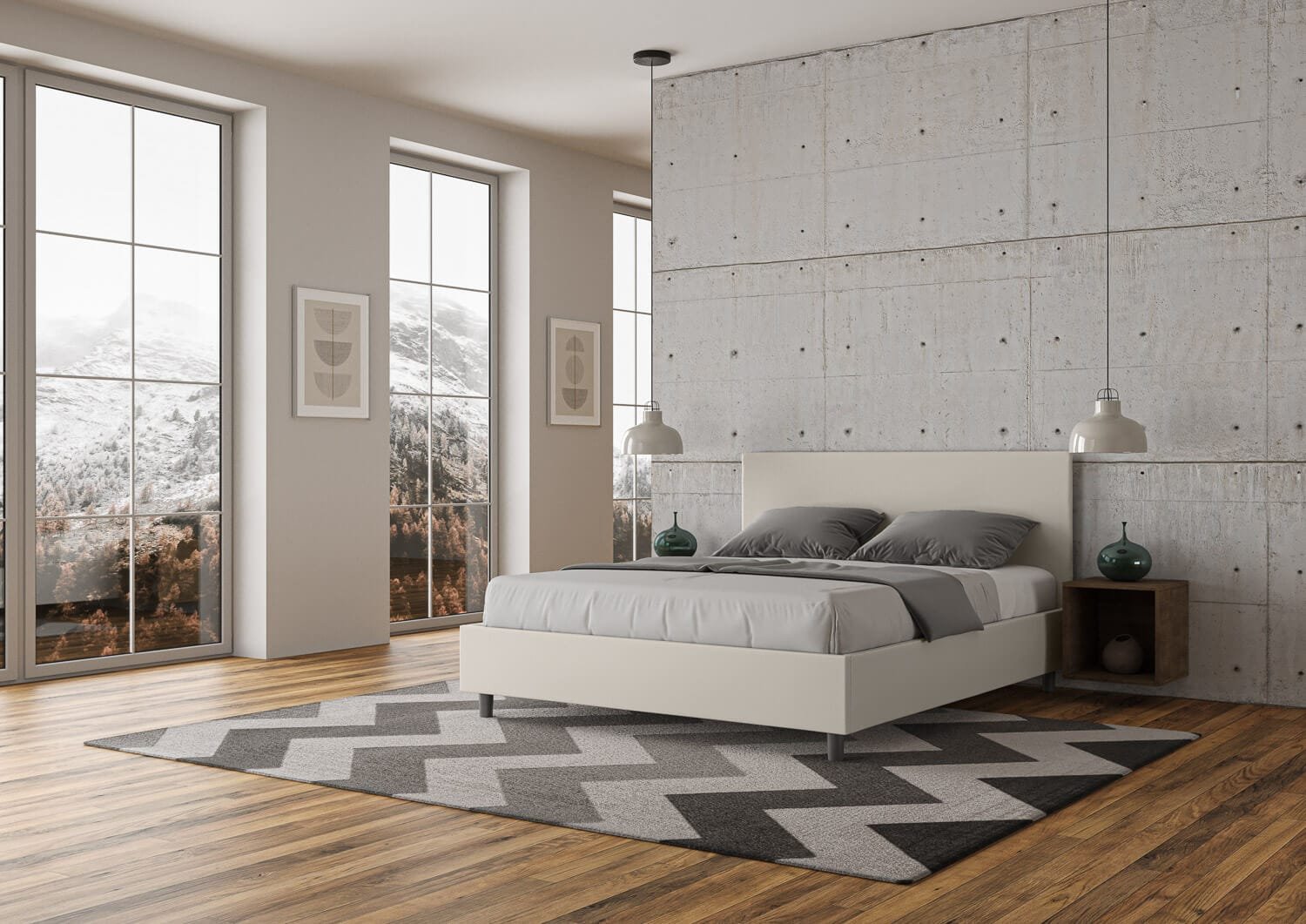 Letto Matrimoniale rivestito in Similpelle – ADELE