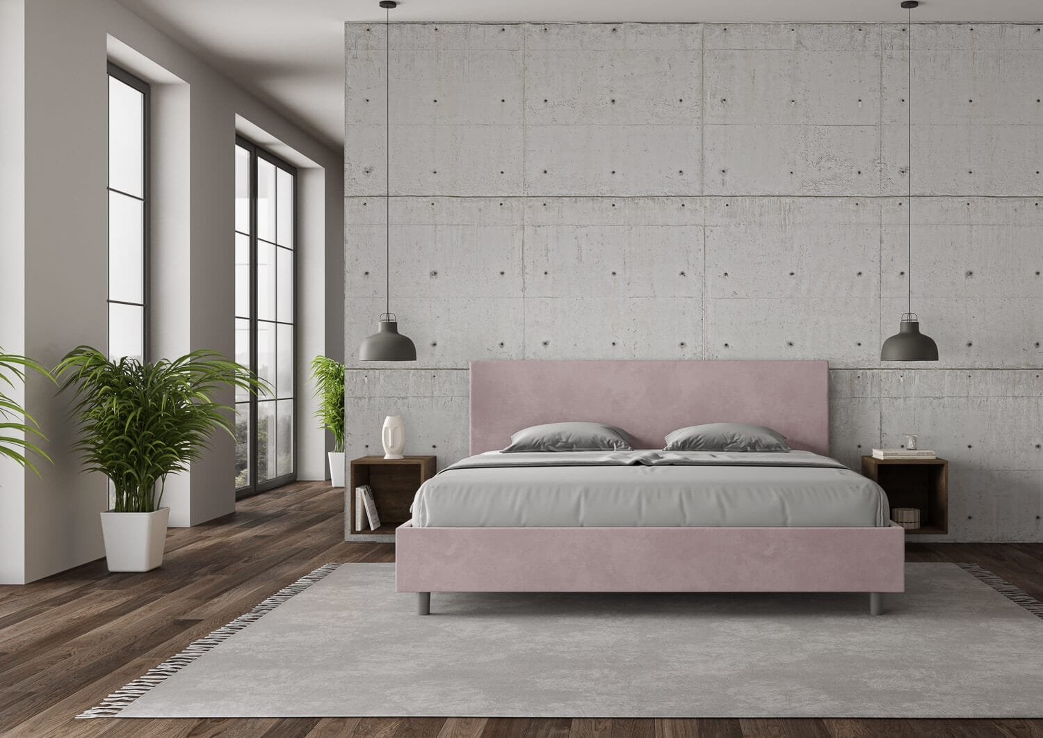 Letto Matrimoniale King size rivestito in Microfibra – ADELE