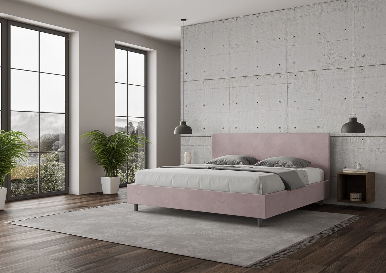 Letto Matrimoniale King size rivestito in Microfibra – ADELE