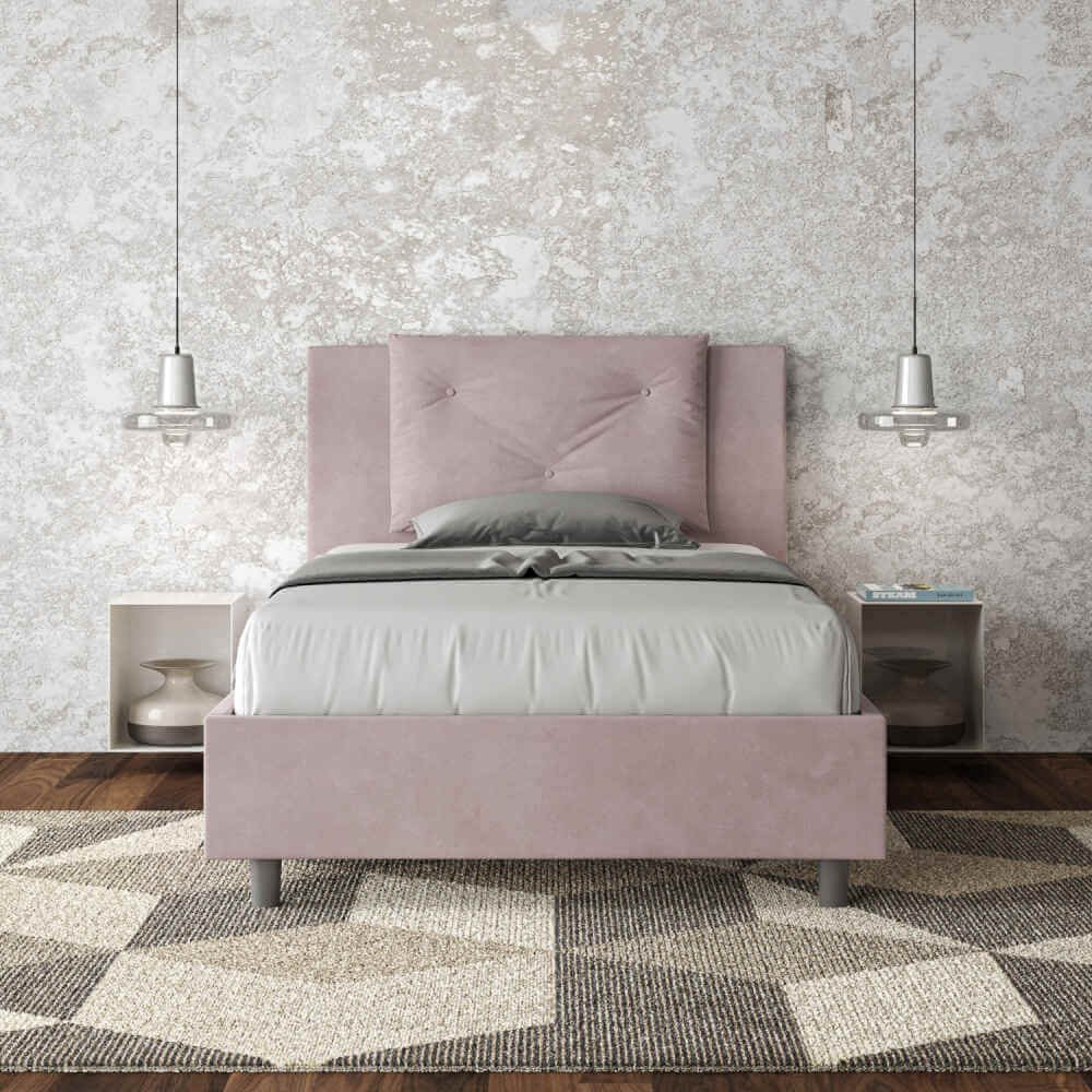 Letto una piazza e mezza rivestito in Microfibra – APPIA