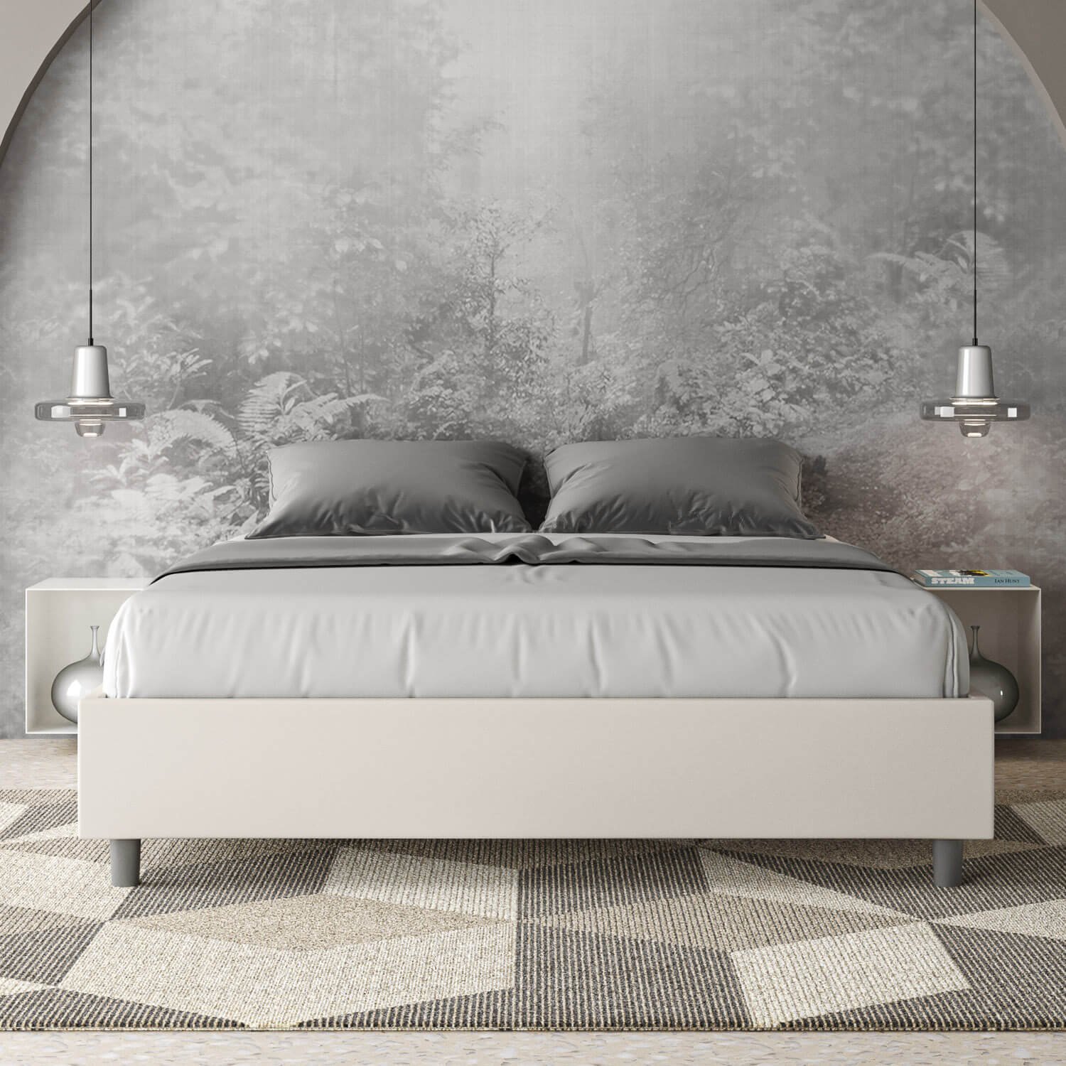Letto Matrimoniale rivestito in Similpelle – AZELIA