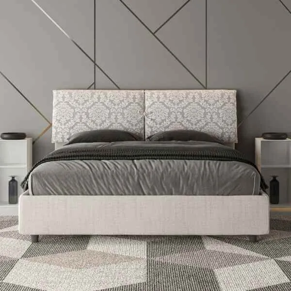 Letto Matrimoniale rivestito in Tessuto Agata – MADOS
