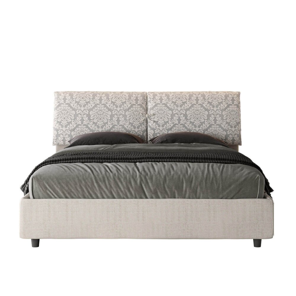 Letto Matrimoniale rivestito in Tessuto Agata – MADOS