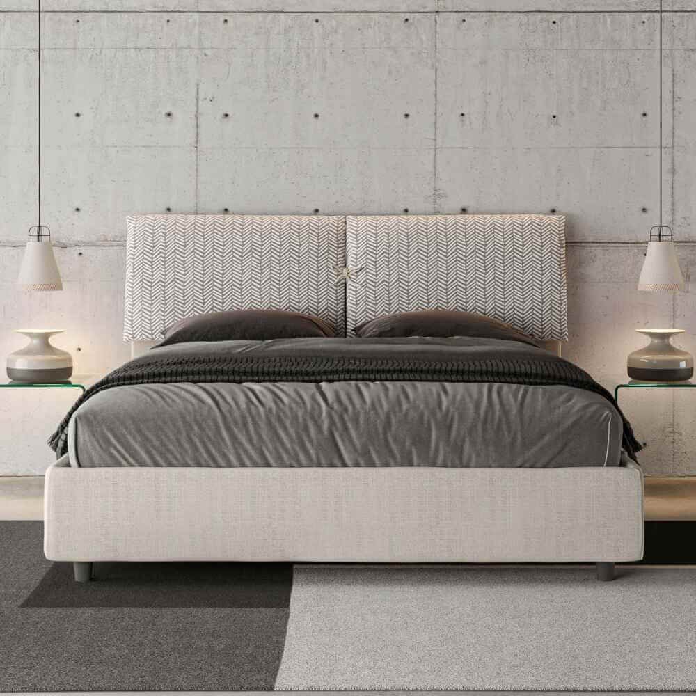 Letto Matrimoniale rivestito in Tessuto Aragona – MADOS