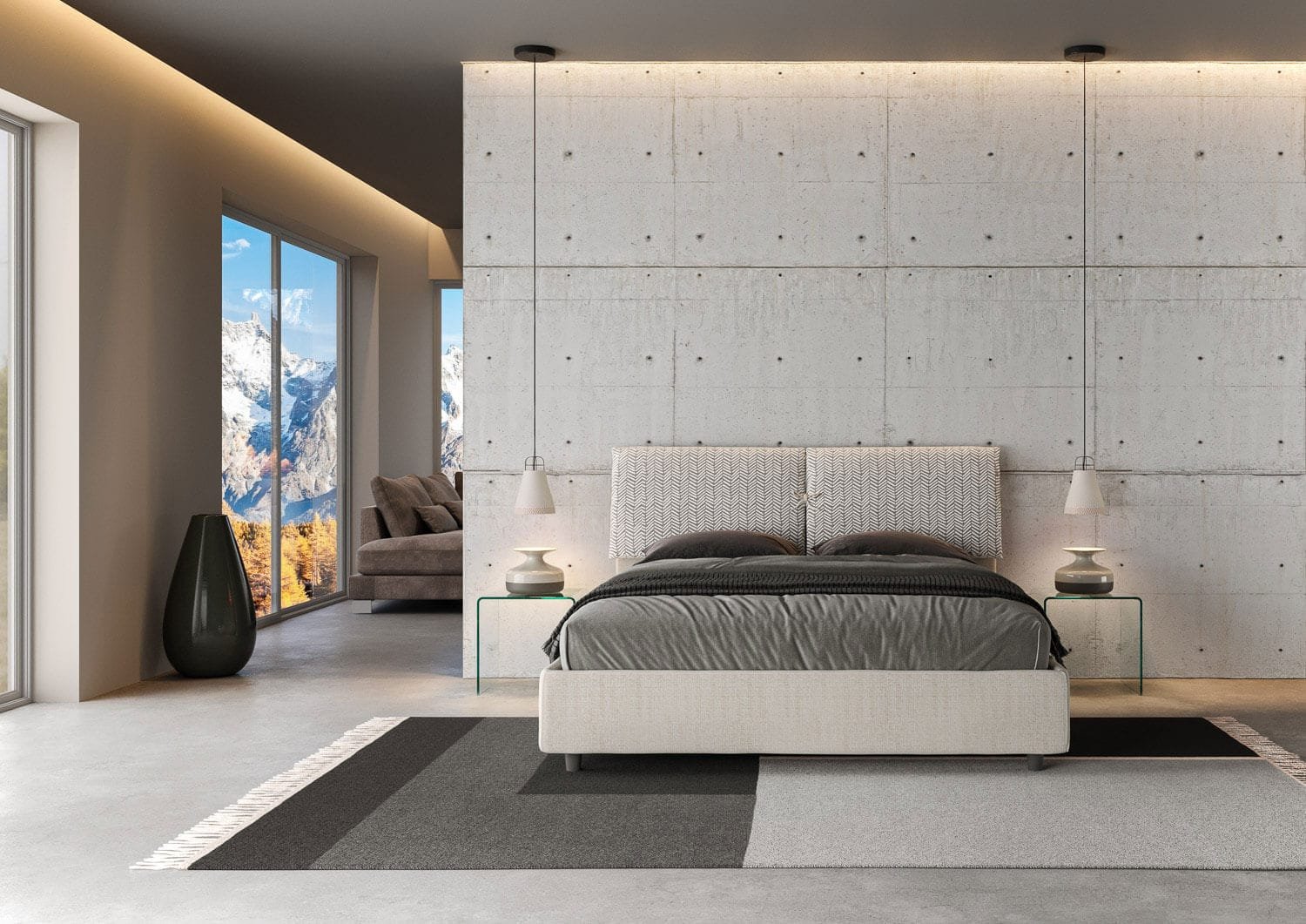 Letto Matrimoniale rivestito in Tessuto Aragona – MADOS