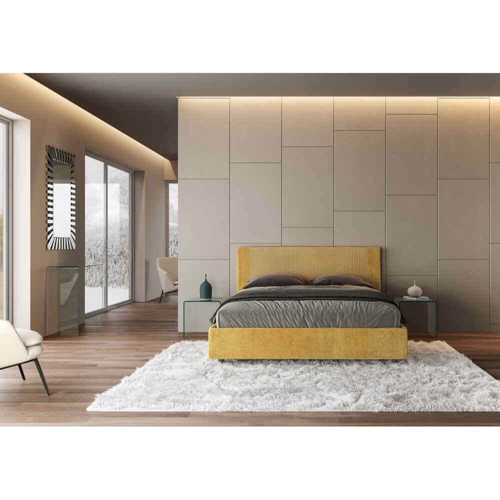 Letto Matrimoniale rivestito in Tessuto Labirinto – ROSAL