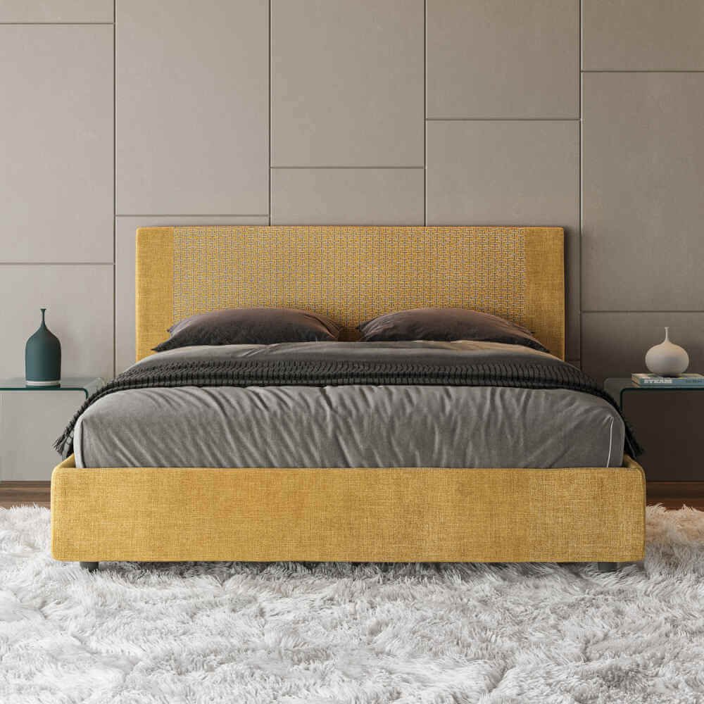 Letto Matrimoniale rivestito in Tessuto Labirinto – ROSAL