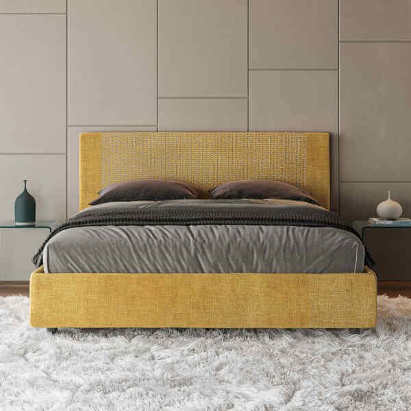 Letto Matrimoniale rivestito in Tessuto Labirinto – ROSAL