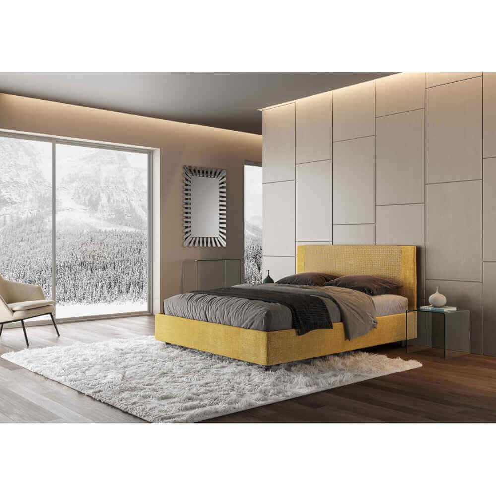 Letto Matrimoniale rivestito in Tessuto Labirinto – ROSAL