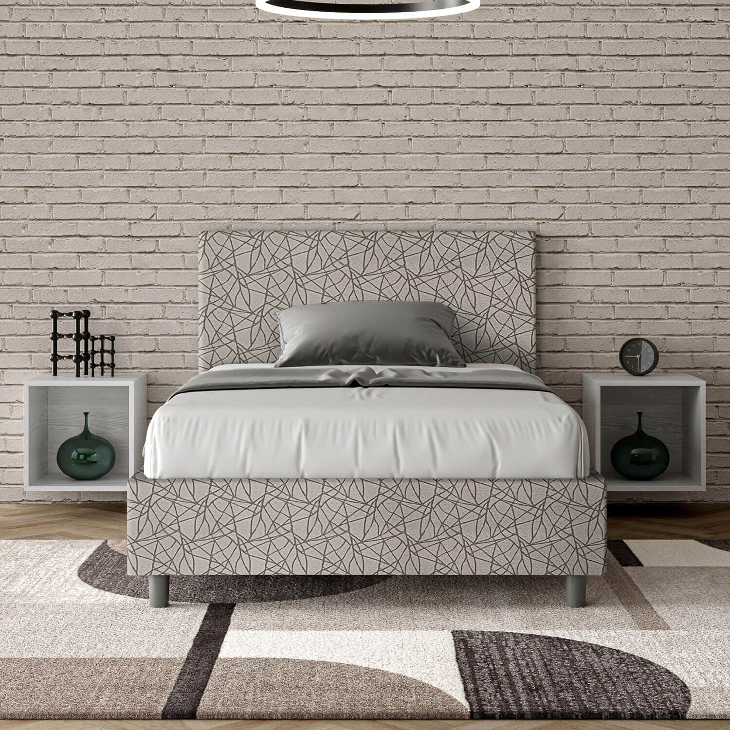 Letto una piazza e mezza rivestito in Tessuto Era – ADELE