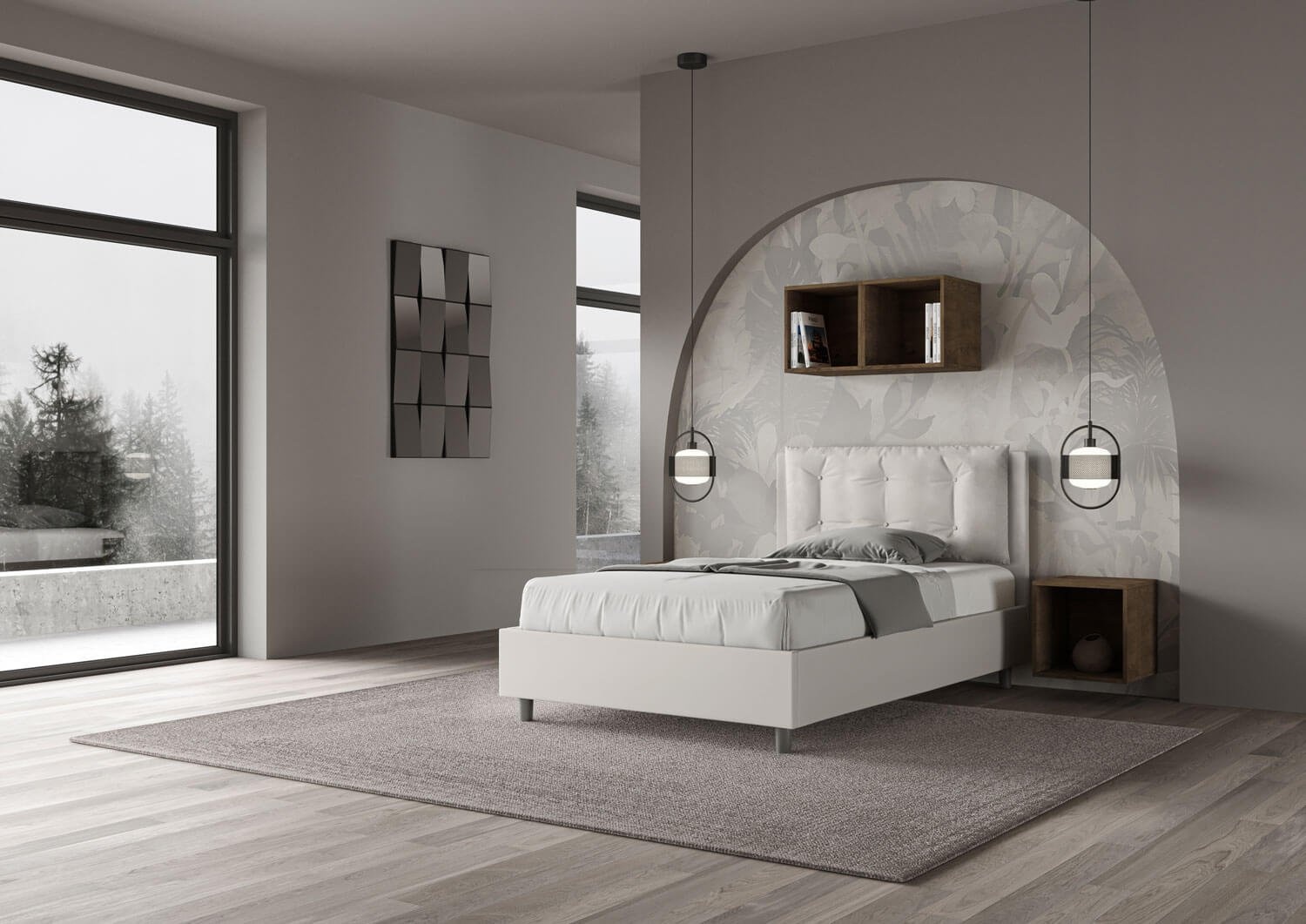 Letto una piazza e mezza rivestito in Similpelle con cuscini xl – ANNALISA LARGE