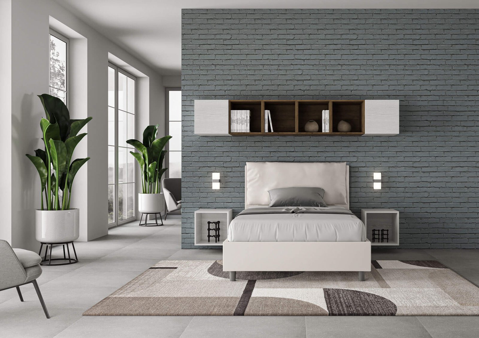 Letto una piazza e mezza rivestito in Similpelle con cuscini xl – ANTEA LARGE