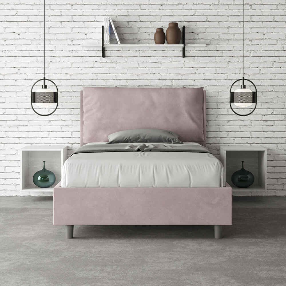 Letto una piazza e mezza rivestito in Microfibra con cuscini xl – ANTEA LARGE