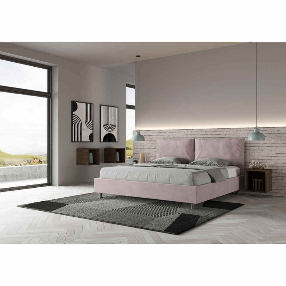 Letto Matrimoniale King size rivestito in Microfibra con cuscini xl – ANTEA LARGE