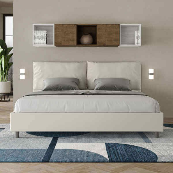 Letto Matrimoniale King size rivestito in Similpelle con cuscini xl – ANTEA LARGE