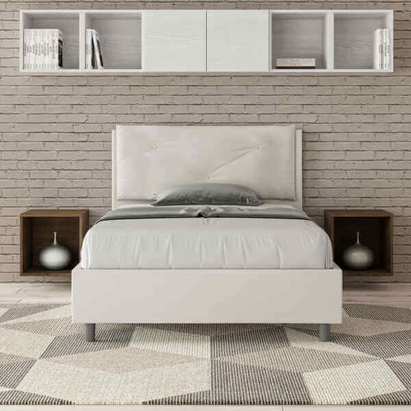 Letto una piazza e mezza rivestito in Similpelle con cuscini xl – APPIA LARGE