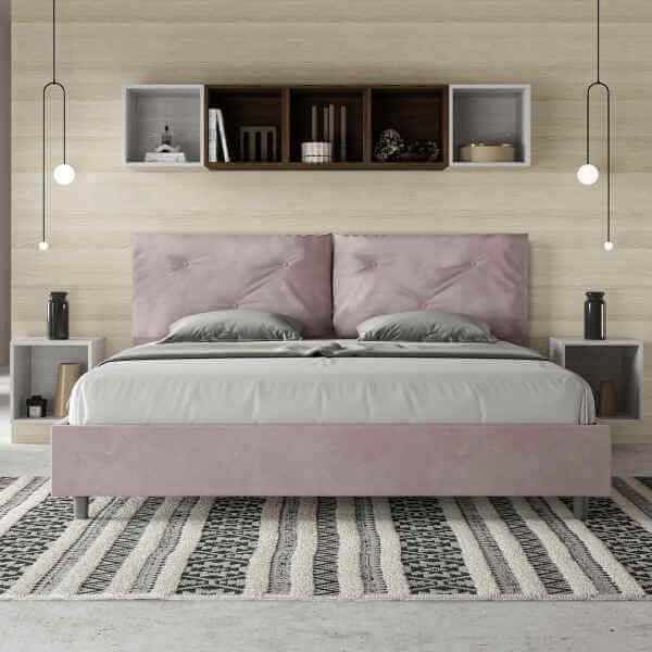 Letto Matrimoniale King size rivestito in Microfibra con cuscini xl – APPIA LARGE