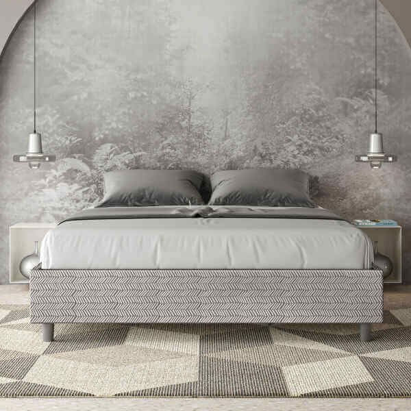 Letto Matrimoniale rivestito in Tessuto Aragona – AZELIA