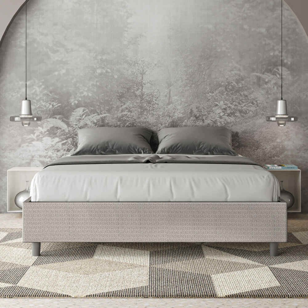 Letto Matrimoniale rivestito in Tessuto Labirinto – AZELIA