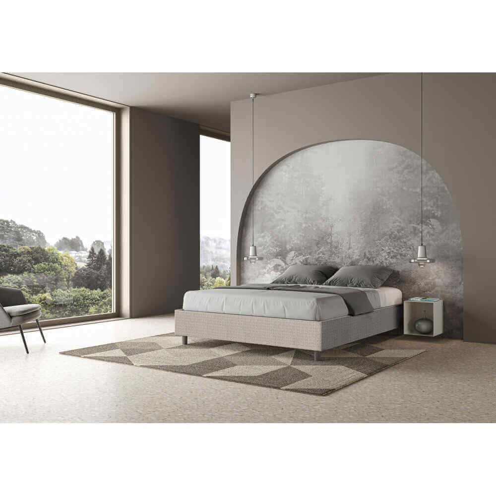 Letto Matrimoniale rivestito in Tessuto Labirinto – AZELIA