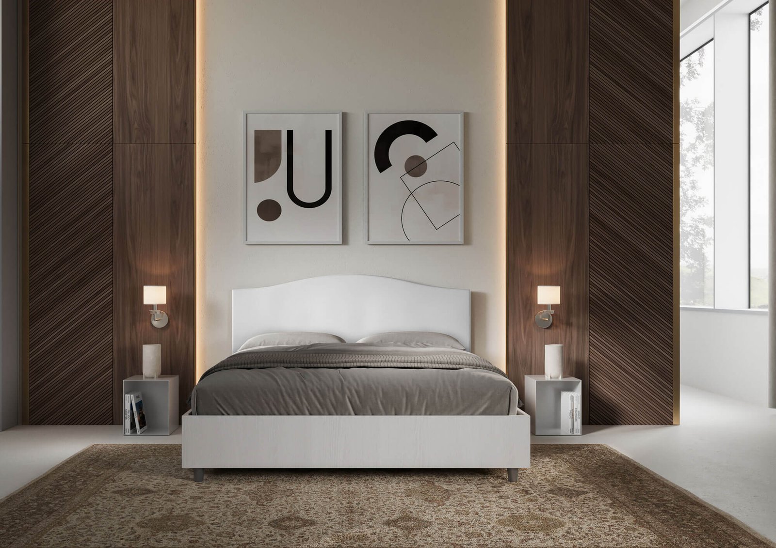 Letto Matrimoniale rivestito in Similpelle – GRACE