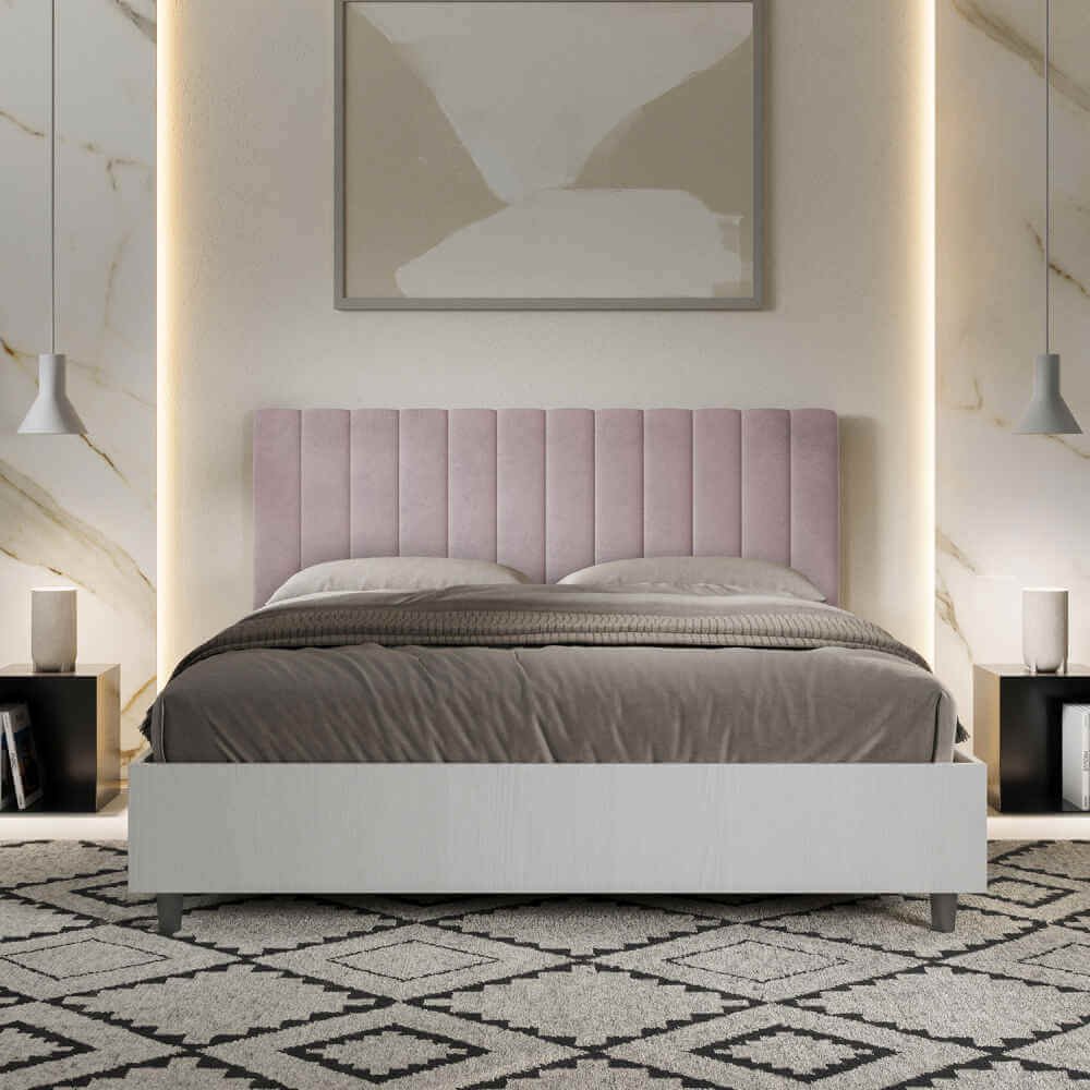 Letto Matrimoniale rivestito in Microfibra – KAIA