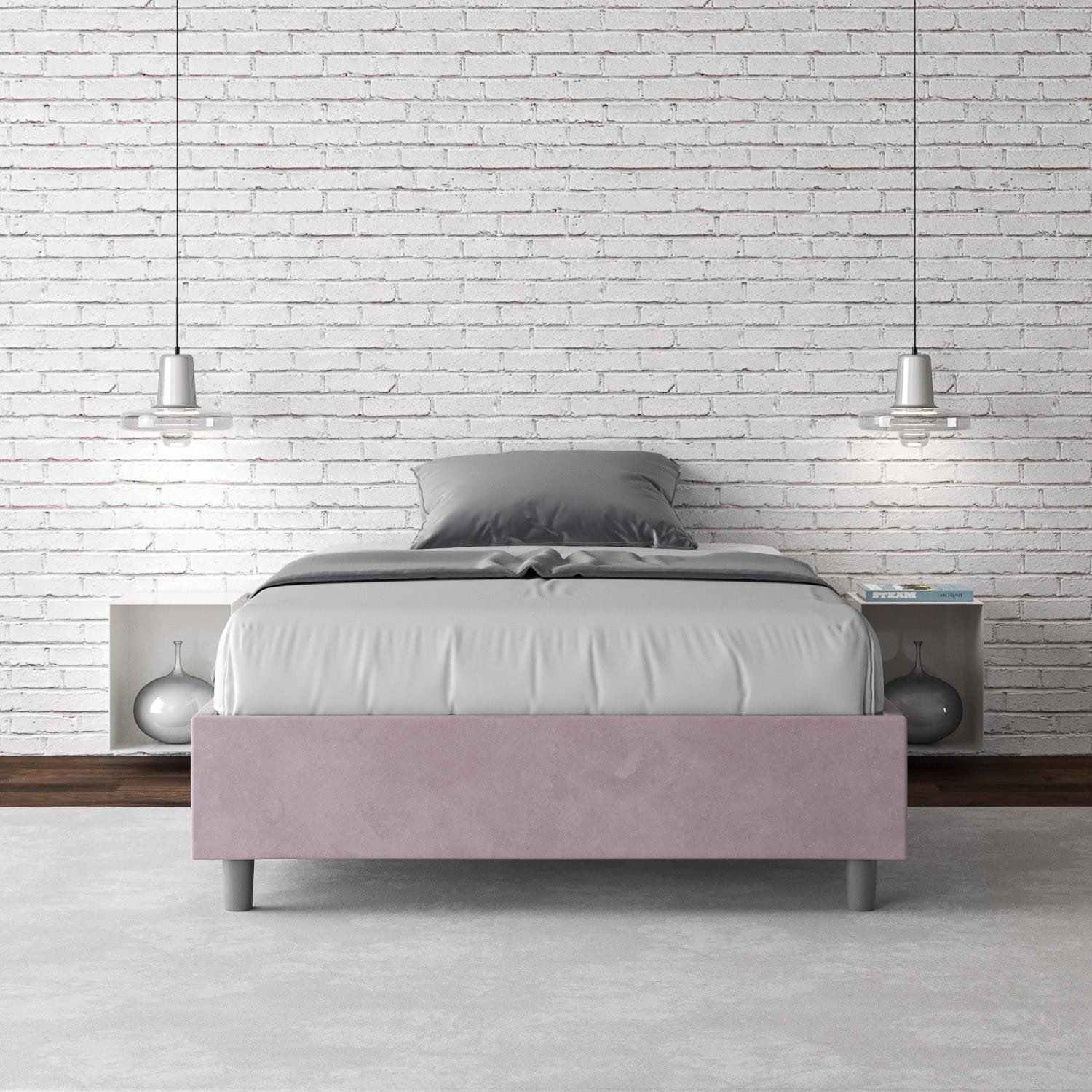 Letto una piazza e mezza rivestito in Microfibra – AZELIA