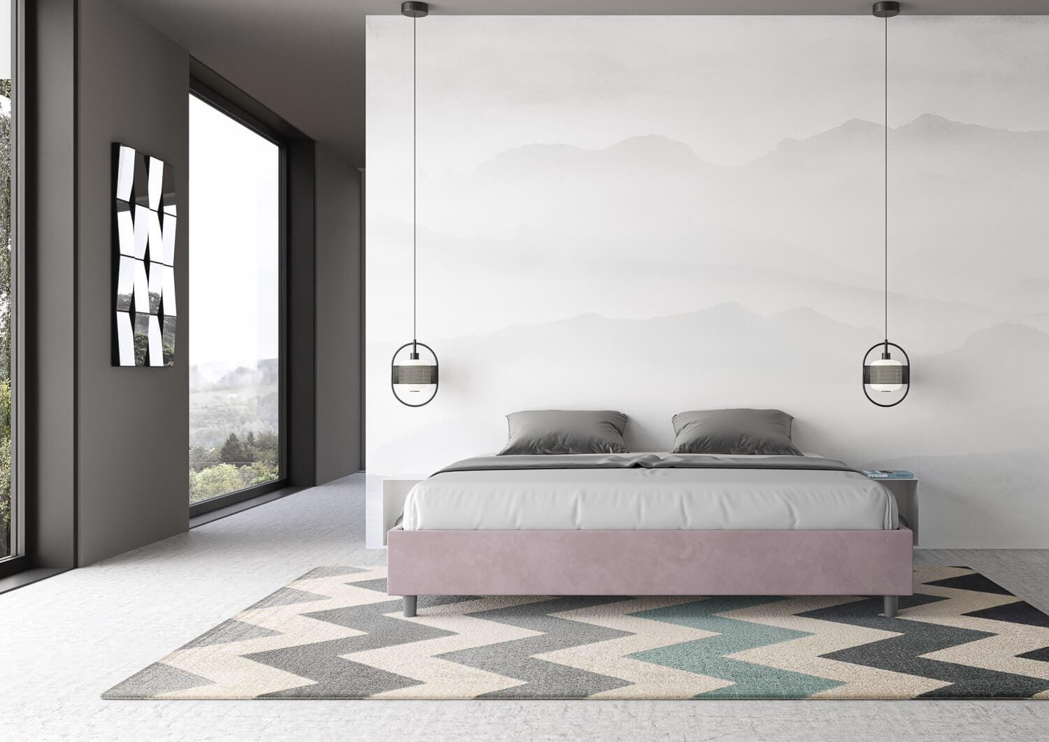 Letto Matrimoniale King size rivestito in Microfibra – AZELIA