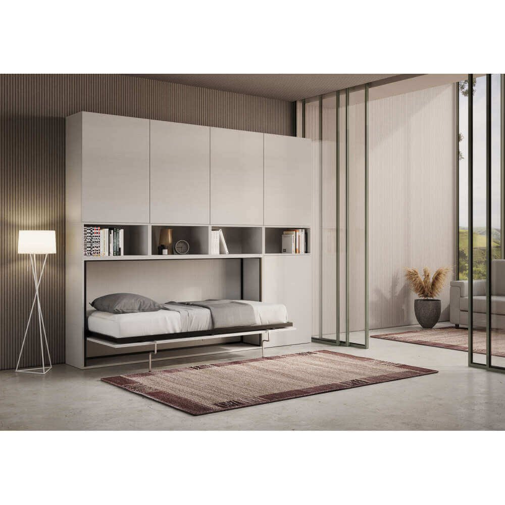 Letto a scomparsa singolo orizzontale con materasso composizione C – KANDO