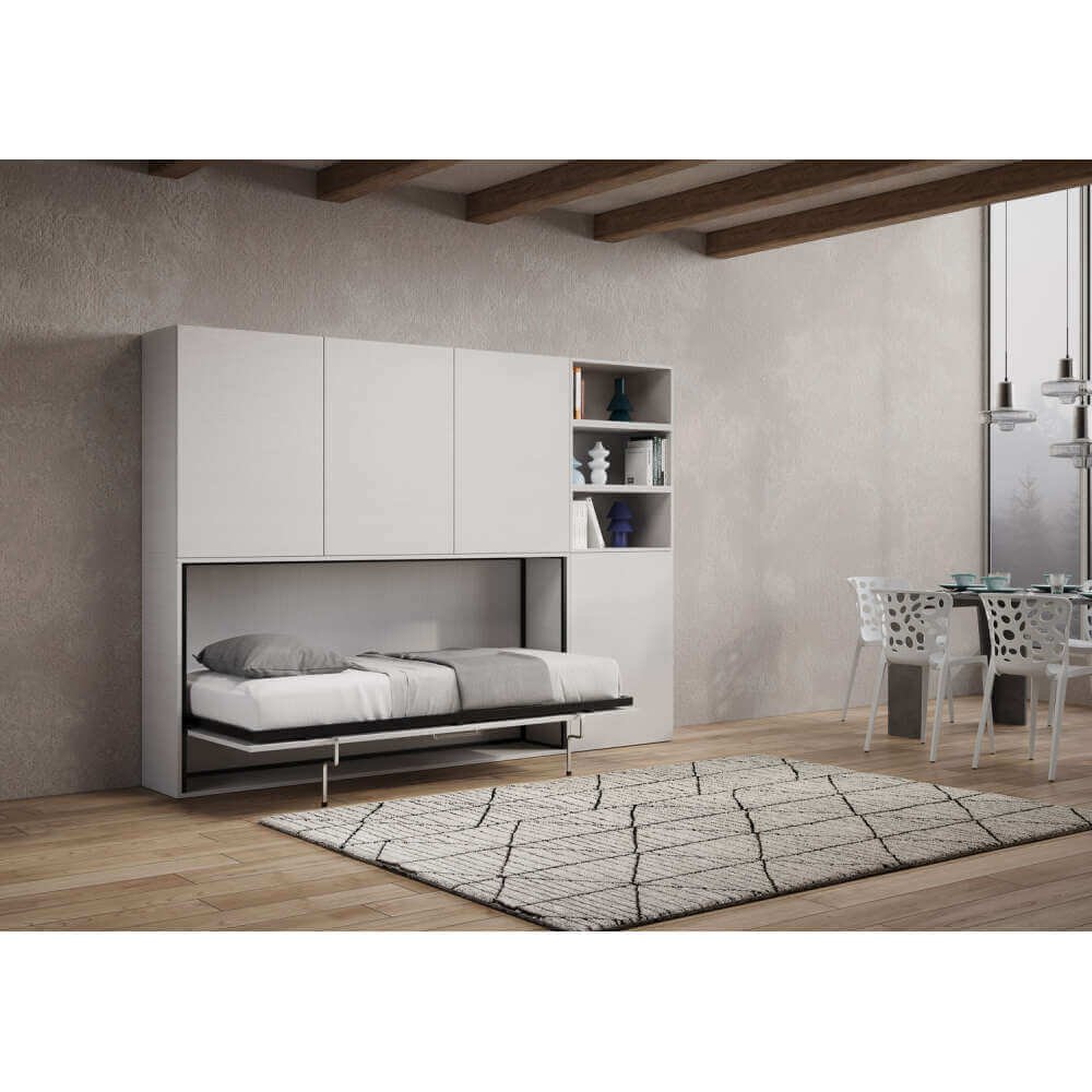 Letto a scomparsa singolo orizzontale con materasso composizione F – KANDO