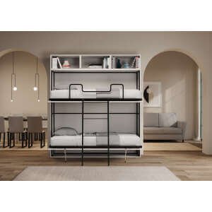 Letto a scomparsa doppio orizzontale con materassi composizione L – KANDO