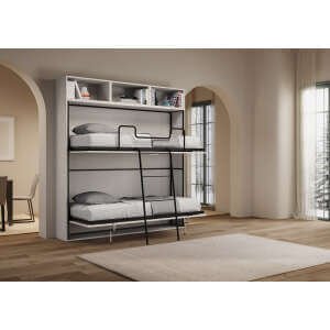 Letto a scomparsa doppio orizzontale con materassi composizione L – KANDO