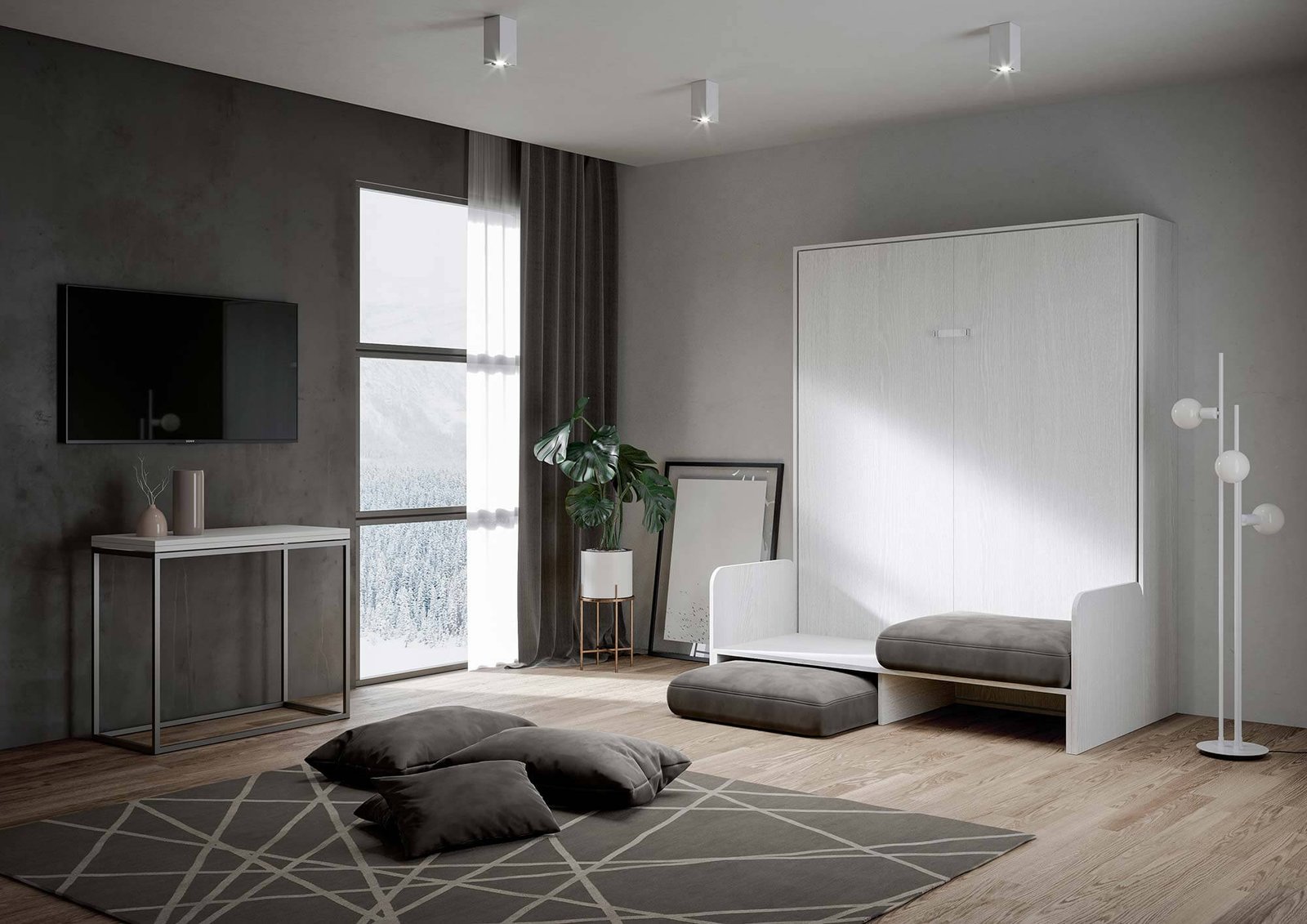 Letto matrimoniale a scomparsa 160 verticale con divano – KENTARO