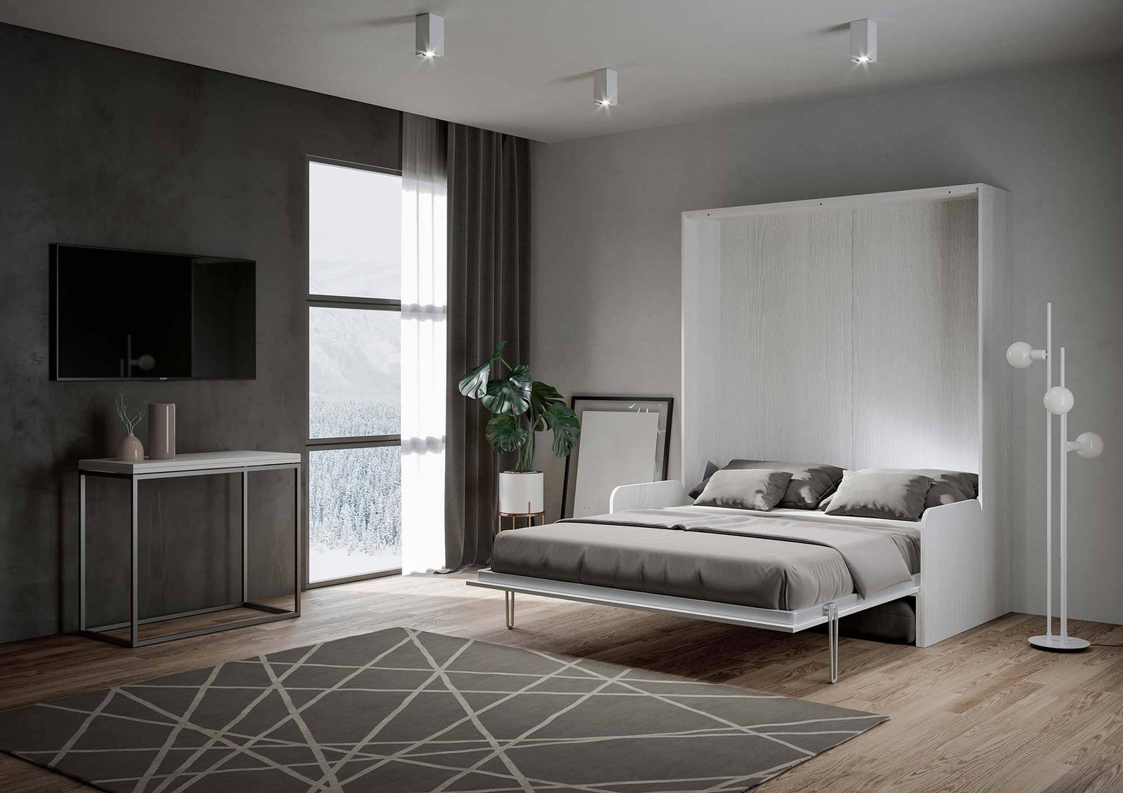 Letto matrimoniale a scomparsa 160 verticale con divano – KENTARO