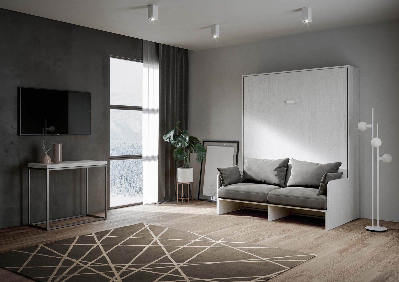 Letto matrimoniale a scomparsa 160 verticale con divano – KENTARO