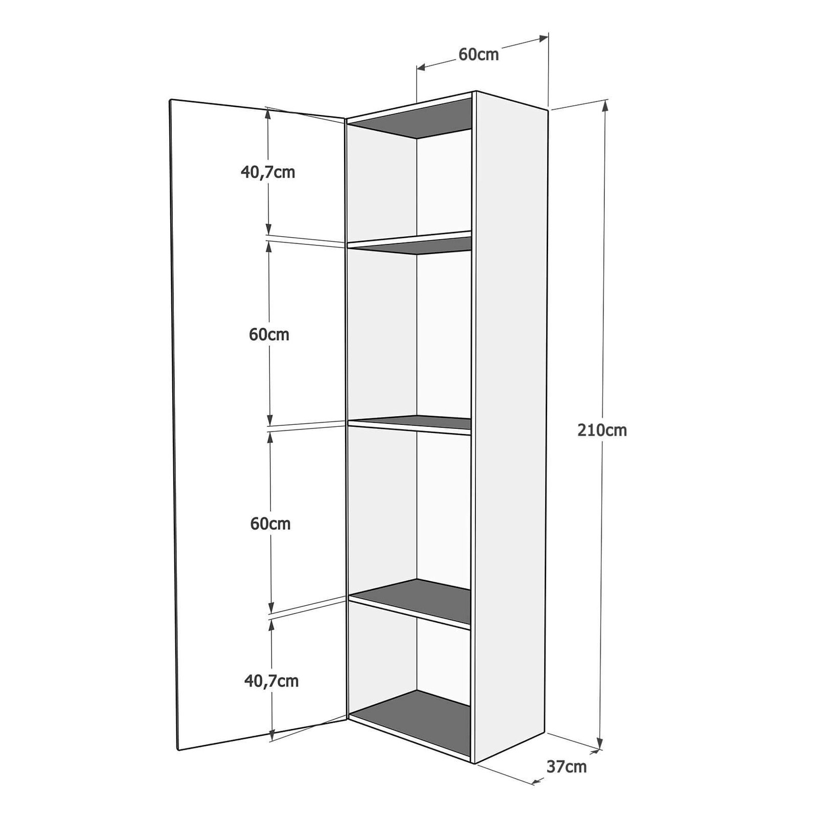 Letto una piazza e mezza a scomparsa 120 verticale con colonna e pensili – KENTARO