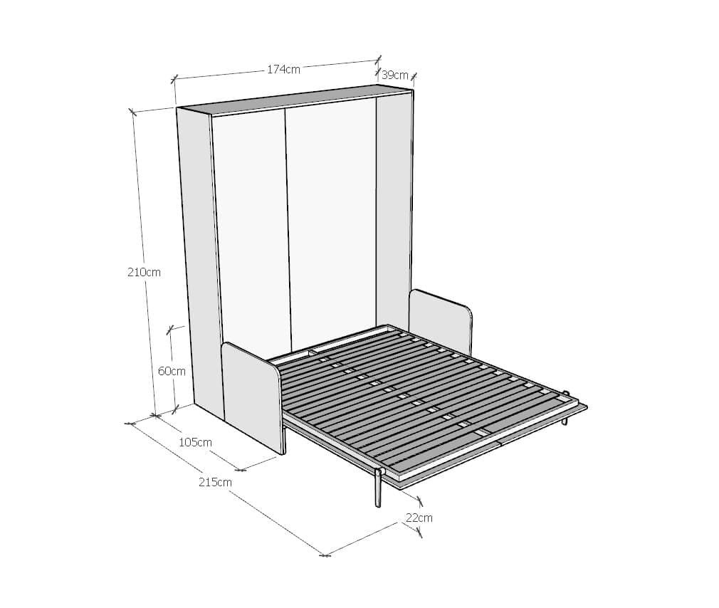 Letto matrimoniale a scomparsa 160 verticale con divano – KENTARO