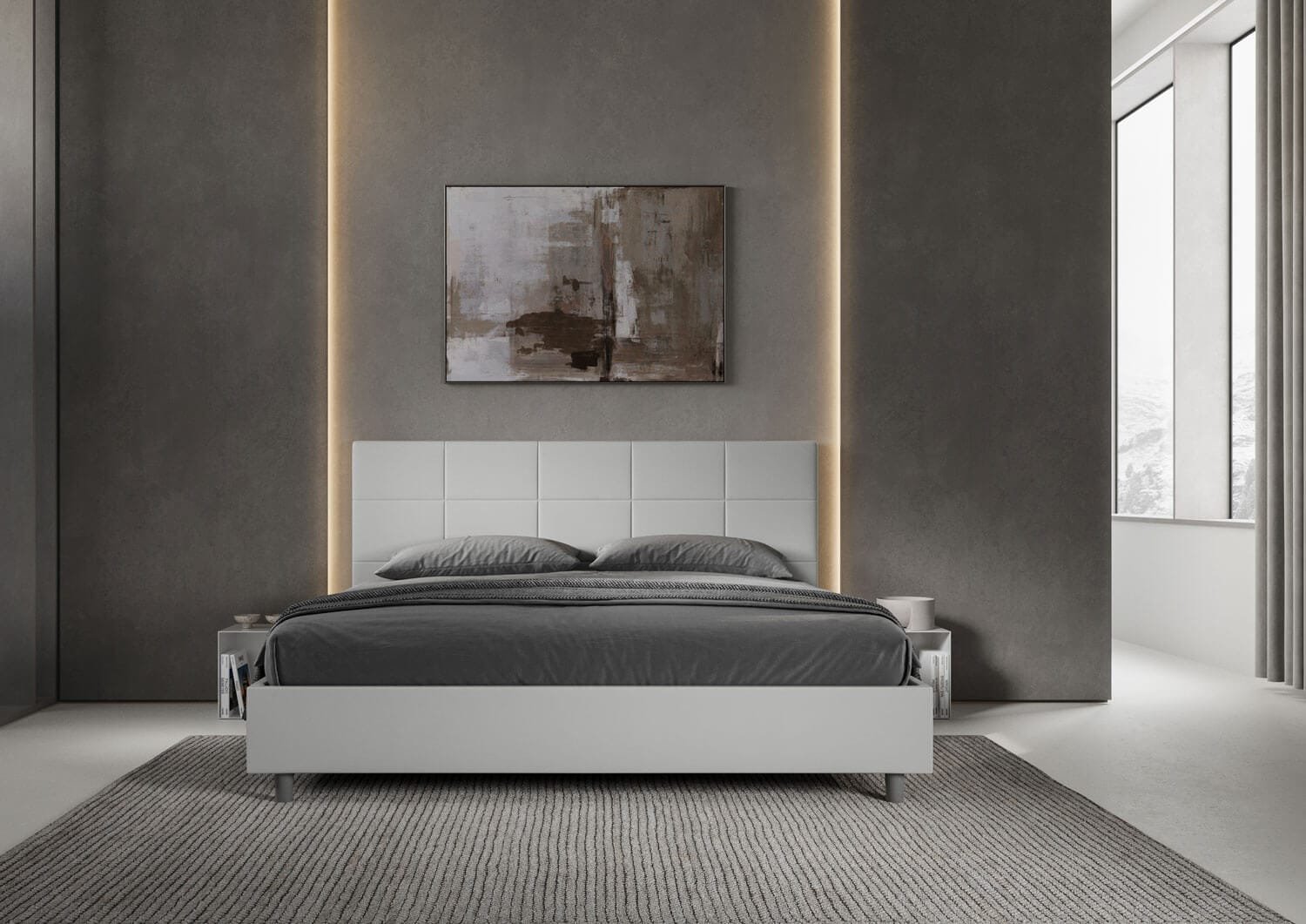 Letto Matrimoniale King size rivestito in Similpelle – MIKA