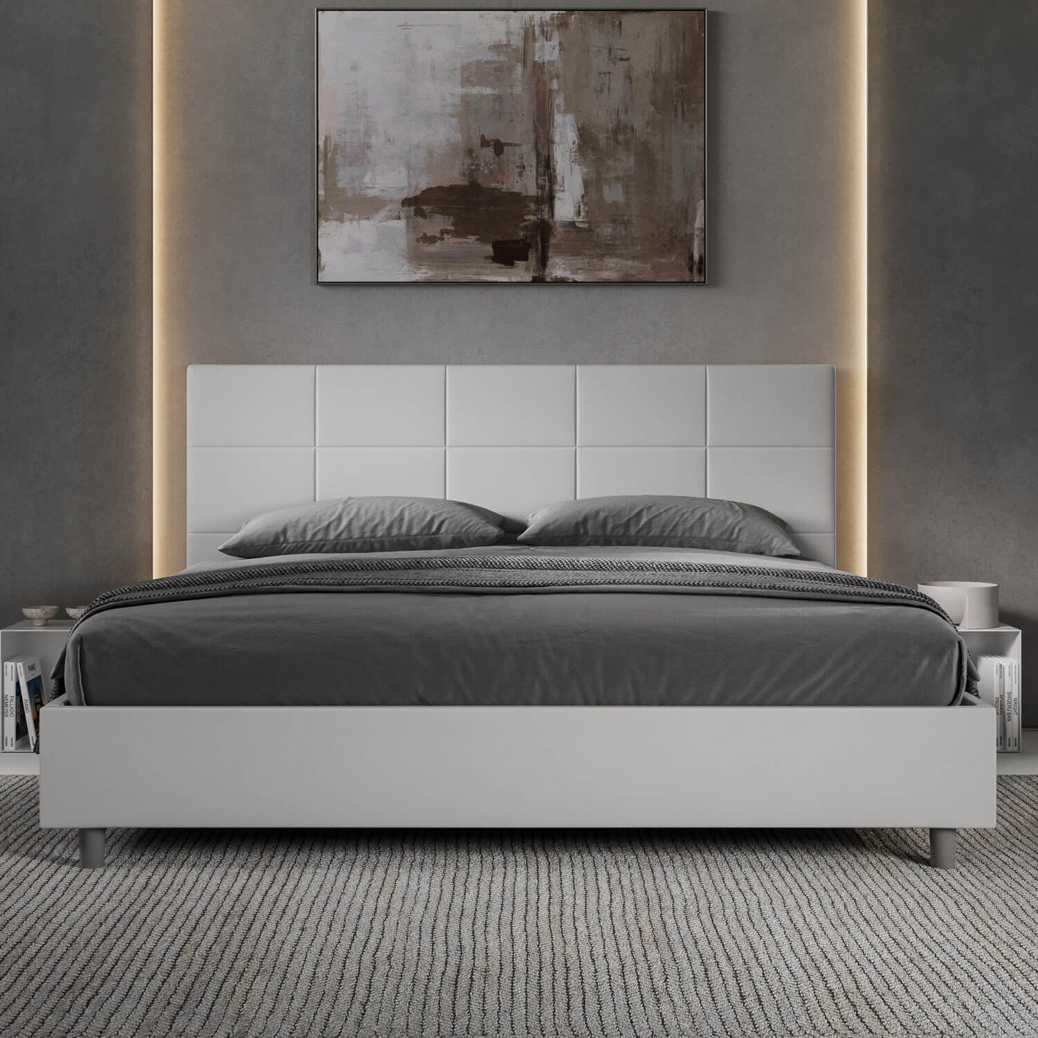 Letto Matrimoniale King size rivestito in Similpelle – MIKA