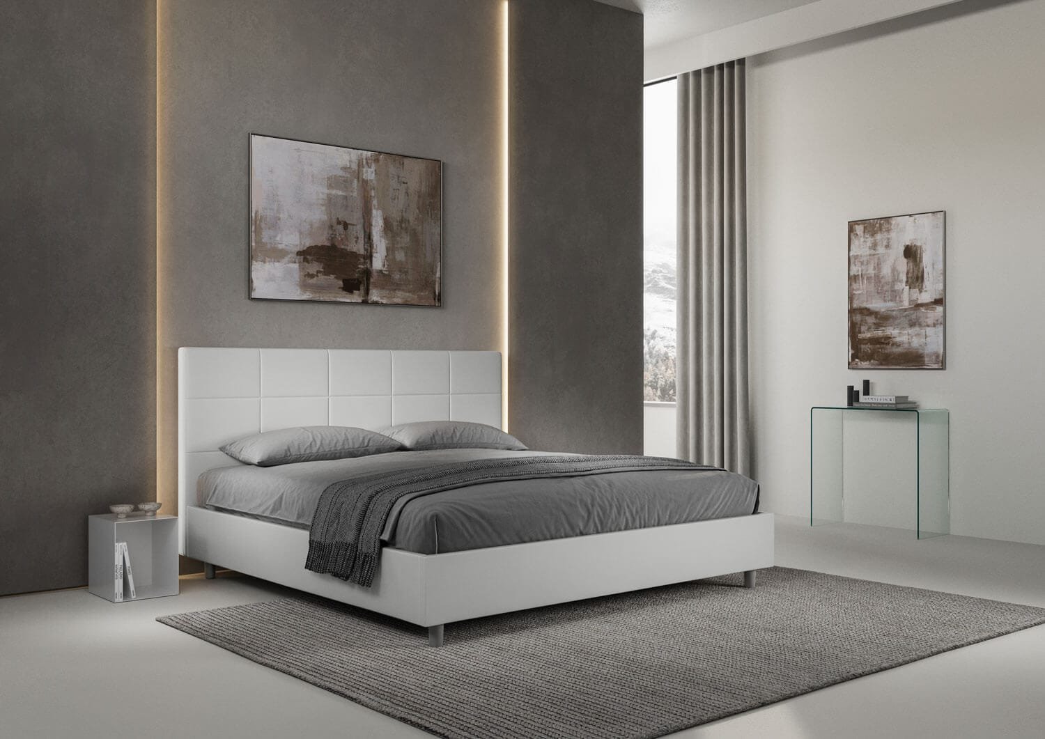 Letto Matrimoniale King size rivestito in Similpelle – MIKA