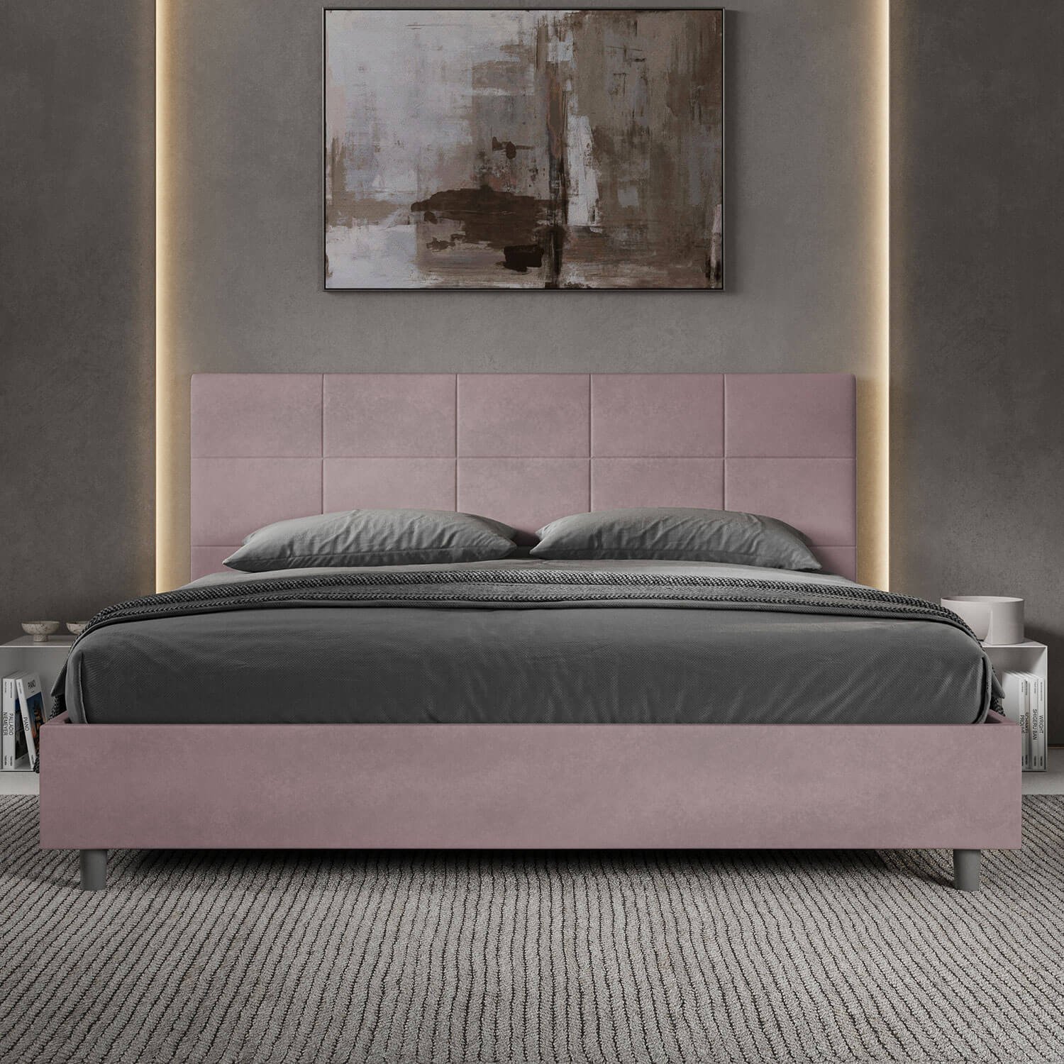 Letto Matrimoniale King size rivestito in Microfibra – MIKA