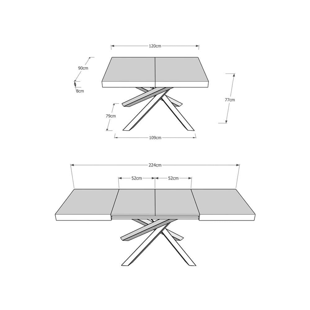 schema_volantis_120x90_224 Tavolo da pranzo Allungabile – VOLANTIS EVOLUTION