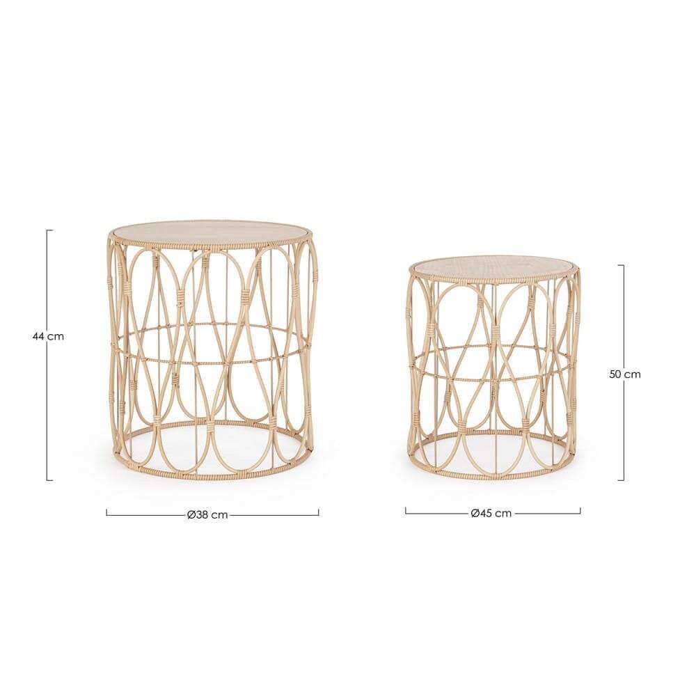Set di 2 tavolino rotondo naturale – SERRANO